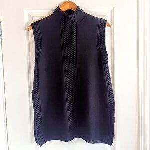 Max Mara Italian Black Wool Cable Knit Sleeveless Sweater